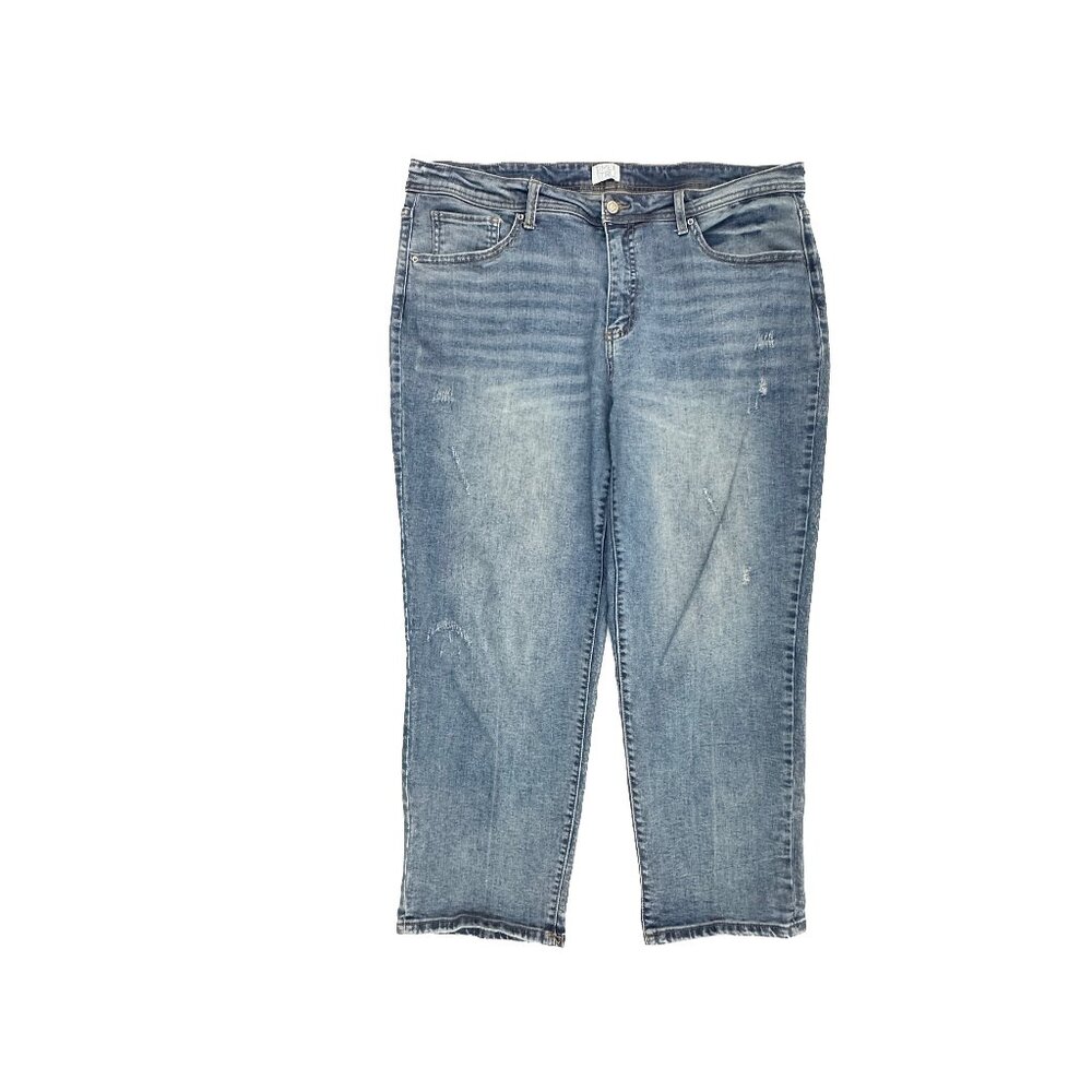 Time And tru Distressed Boyfriend Women's size 18 Dark Blue Denim jeans‎